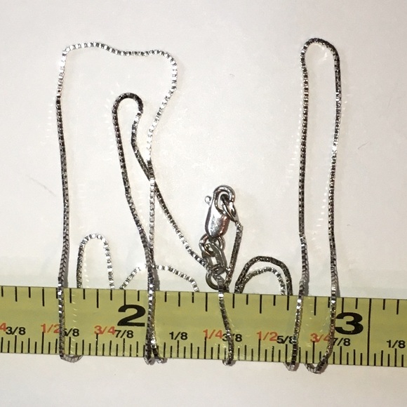 Solid 14K White Gold Box Link 18” Neck Chain Necklace Lobster Claw Clasp - Picture 3 of 12